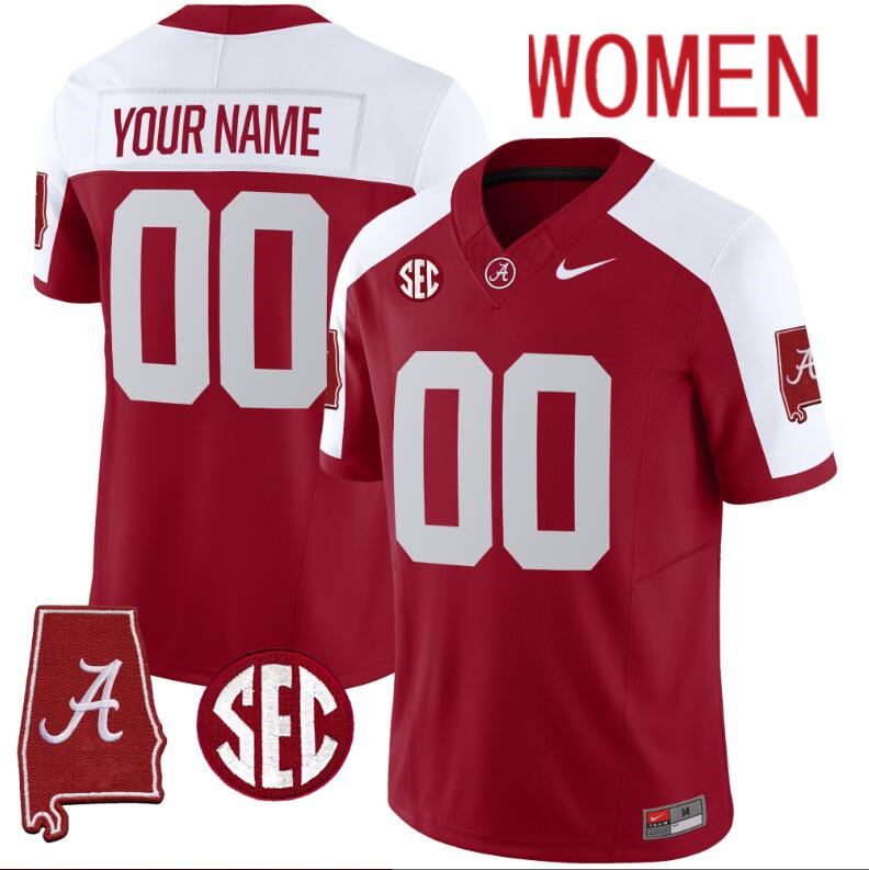 Women Alabama Crimson Tide Vapor Limited red Custom 2024 Nike NCAA Jersey->customized nfl jersey->Custom Jersey
